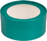 Коробка для зефира, печенья и макарон круглая с окном (зеленая матовая) 160х70 мм