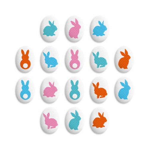 Сахарные фигурки медальоны "Пасхальный кролик" (15 шт)