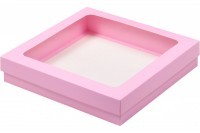 Коробка для клубники в шоколаде (розовая матовая) 200х200х40 мм