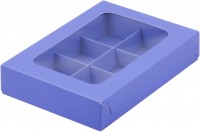 Коробка для конфет на 6 шт с вклеенным окном (лавандовая) 155х115х30 мм