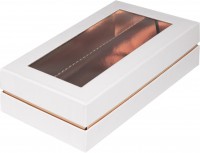 Коробка для макарон ЛЮКС с прямоугольным окном (белая) 210/110/55 мм (с ложементом)