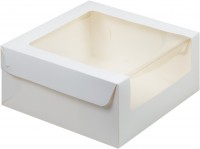 Коробка для торта (с увеличенным окном белая) 235х235х110 мм