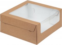 Коробка для торта (с увеличенным окном крафт) 235х235х110 мм