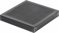 Коробка для конфет на 16 шт с пластиковой крышкой (черная) 200х200х30 мм