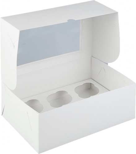 Коробка для капкейков на 6 шт 250/170/100 мм с квадратным окном