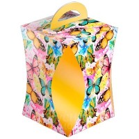 Коробка для кулича "Бабочки цветные" 12,4 см
