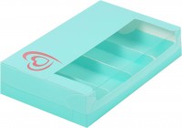 Коробка для эклеров и эскимо с крышкой с тиснением сердце (тиффани) 250х150х50 мм