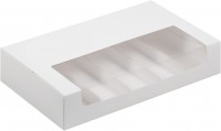 Коробка для эклеров и эскимо с пластиковой крышкой (белая) 250х150х50 мм