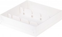 Коробка для кейк-попсов с пластиковой крышкой (белая) 200х200х50 мм