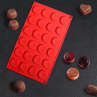 Форма для шоколада и льда силикон "Круг" 24 ячейки 27,7х17,3х1                                                                                                                                                                              