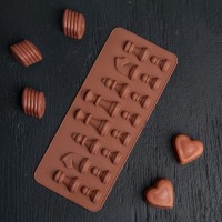Форма для шоколада и льда силикон "Шахматы" 16 ячеек 20,6х8,8х1 см