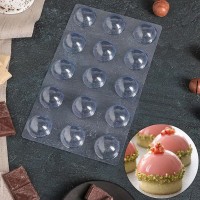 Форма для шоколада пластик "Полусфера" 15 ячеек (22х13х3 см)