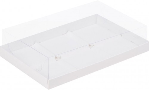 Коробка для пирожных на 6 шт 260х170х60 мм с крышкой (белая) 