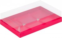 Коробка для пирожных на 6 шт с крышкой (красная) 260х170х60 мм