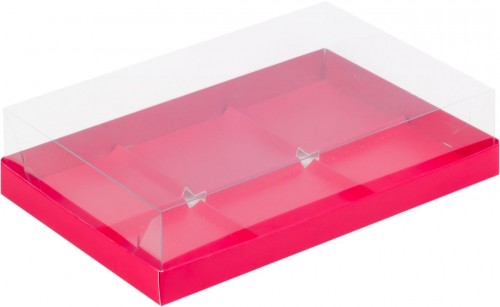 Коробка для пирожных на 6 шт 260х170х60 мм с крышкой (красная) 