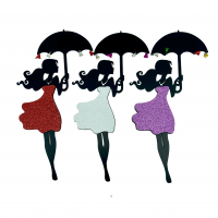 Топпер пластик "Девочка с зонтом" с блеском 22х8 см