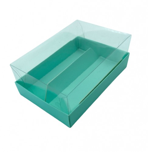 Коробка для эклеров 135х90х50 мм с прозрачным куполом на 2 шт (тиффани) 