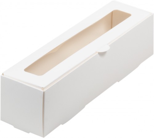 Коробка для макарон 210х55х55 мм с крышкой (белая) 