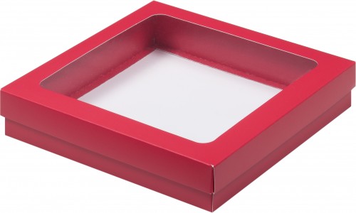 Коробка для клубники в шоколаде (красная матовая) 200/200/40 мм