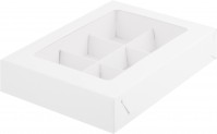 Коробка для конфет на 6 шт с вклеенным окном (белая) 155х115х30 мм 