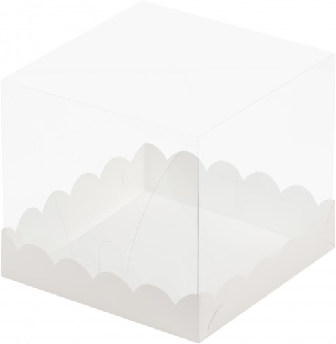 Коробка для торта 150х150х140 мм с прозрачным куполом (белая) 