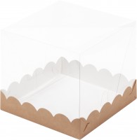 Коробка для торта с прозрачным куполом (крафт) 150х150х140 мм