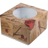 Коробка "Хром-Эрзац" (с окном) крафт роза 300х300х190 мм