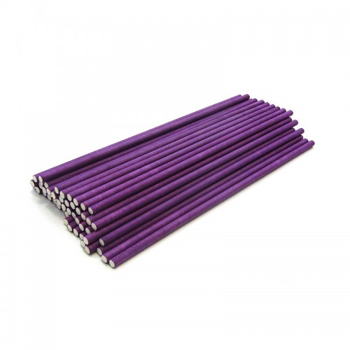 Палочки для кейк-попсов бумажные 15 см фиолетовые (50 шт)
