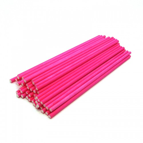 Палочки для кейк-попсов бумажные 15 см розовые (50 шт)