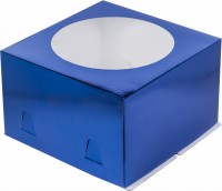 Коробка "Хром-Эрзац" (с окном) синяя 240х240х180 мм