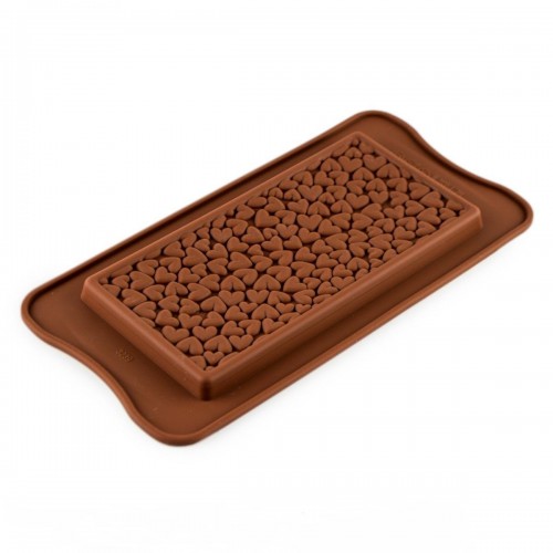 Форма для шоколада силикон "Плитка сердечки" 16х7,5 см