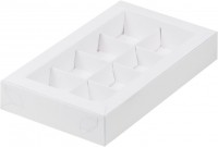 Коробка для конфет на 8 шт 190х110х30 мм с вклеенным окном (белая) 
