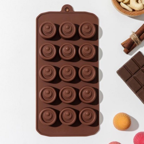 Форма для шоколада и льда силикон "Шоколадное удовольствие" 15 ячеек 21х11 см