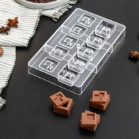 Форма для шоколада пластик "В квадрате" 10 ячеек 20х11,5х3 см