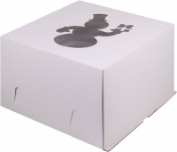 Коробка "Хром-Эрзац" (с окном) Снеговик белая 300х300х190 мм