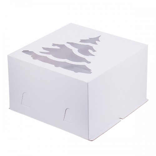 Коробка "Хром-Эрзац" (с окном) Елка белая 300х300х190 мм