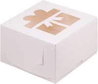 Коробка для капкейков на 4шт с окном (Подарок белая) 160/160/100мм