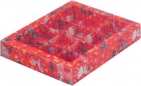 Коробка для конфет на 12 шт с пластиковой крышкой (Щелкунчик белая) 190х150х30 мм