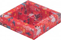 Коробка для конфет на 4 шт с пластиковой крышкой (Щелкунчик белая) 120х120х30 мм