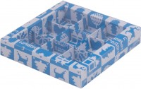 Коробка для конфет на 9 шт с пластиковой крышкой (Новогодний узор) 155х155х30 мм