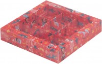 Коробка для конфет на 9 шт с пластиковой крышкой (Щелкунчик) 155х155х30 мм