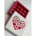 Коробка для конфет на 16 шт с крышкой (бело-красная с сердечками) 200х200х30 мм