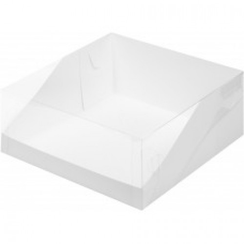 Коробка для торта с пластиковой крышкой (белая) 235х235х100 мм