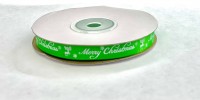 Атласная лента (Merry Christmas зеленая) 10 мм (23 м)