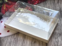 Коробка для эклеров с прозрачным куполом (белая) 220х135х70 мм