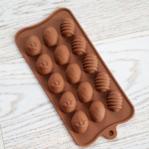 Форма для шоколада силикон "Пасхальные яйца" 15 ячеек (3х5 см)