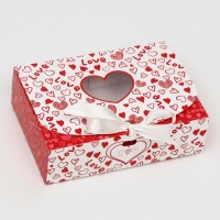 Коробка для печенья сборная "I LOVE YOU" (с окном) 165х115х5 мм
