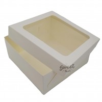 Коробка для зефира, тортов и пирожных со съемной крышкой (белая) 155х155х60 мм
