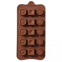 Форма для шоколада и льда силикон "Кружочки, квадратики" 15 ячеек (21,5х10,4х1,5 см)