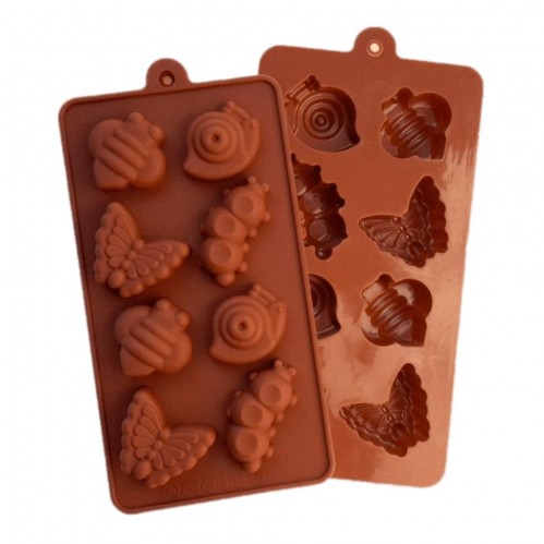 Форма для шоколада силикон "Бабочки и жуки" 8 ячеек 4х4 см